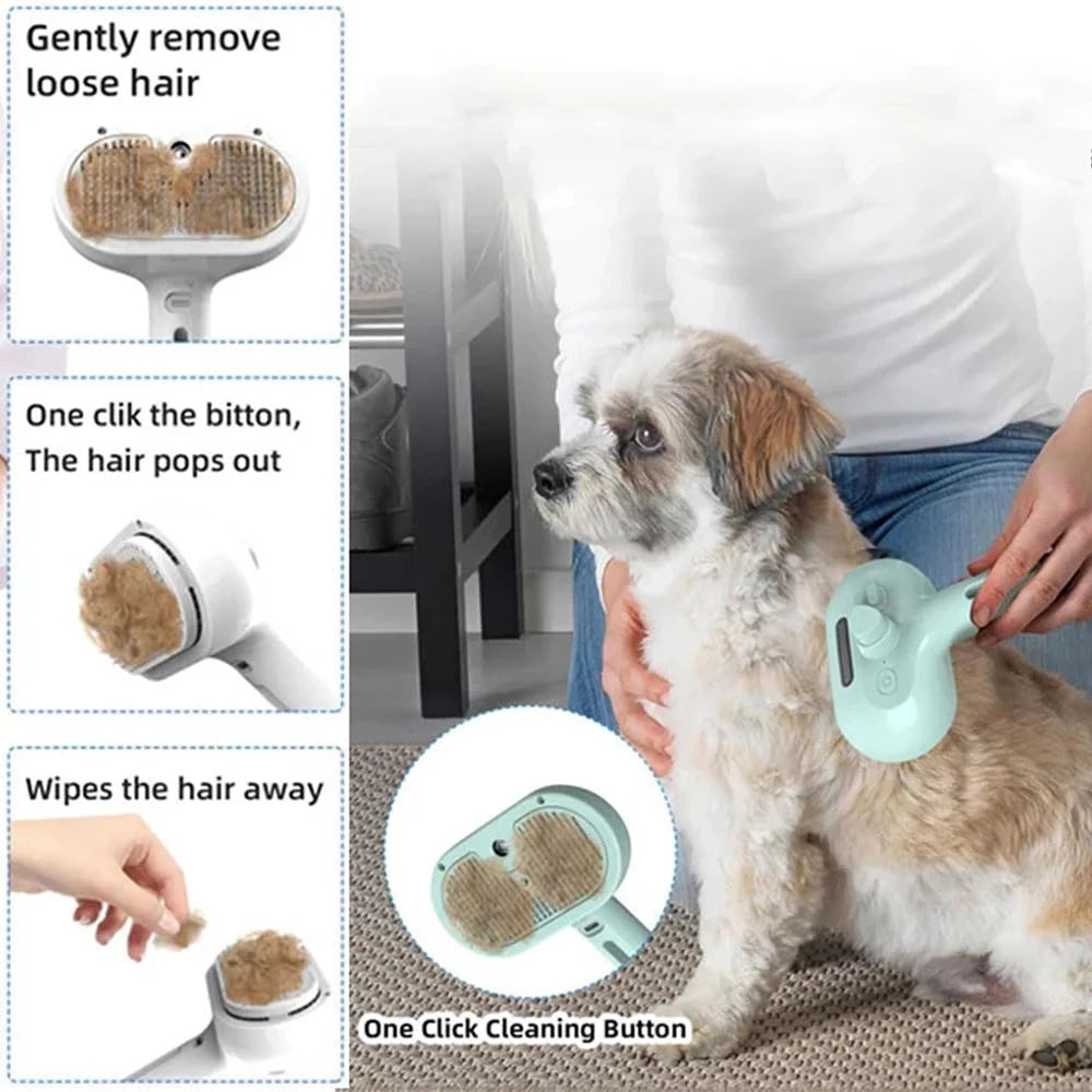 Steam Spray Pet Grooming Brush