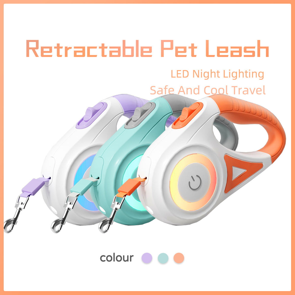 Retractable Dog Leash with Light